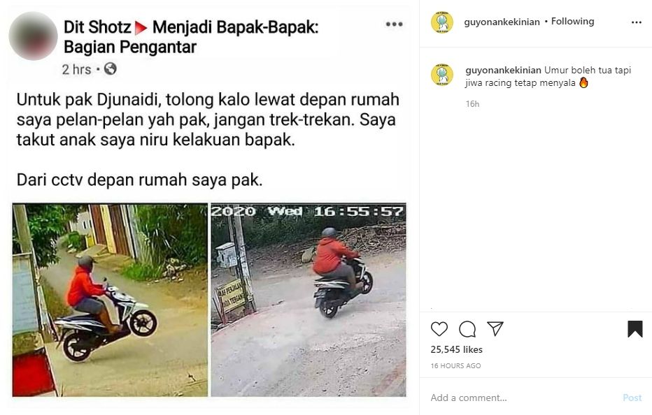 Viral pemotor suka atraksi di jalan bikin ngakak. (Instagram)