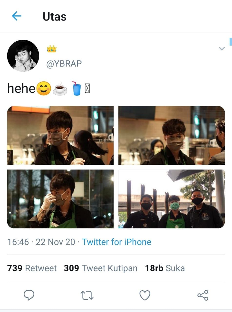 Reza Arap jadi barista (Twitter @YBRAP)