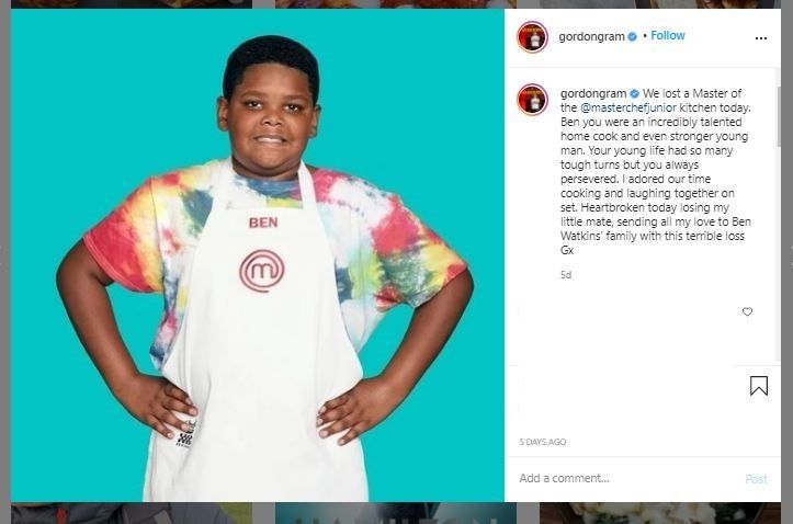 Gordon Ramsay memberikan penghormatan terakhir untuk Ben Watkins (Instagram @gordongram)
