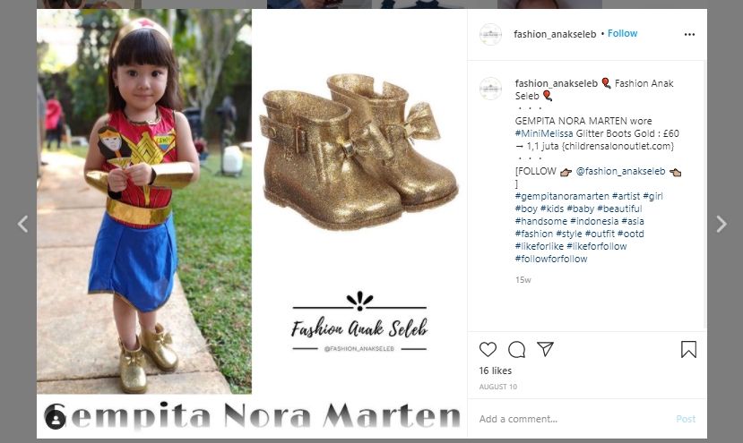 Koleksi sepatu Gempi. (Instagram/@fashion_anakseleb)