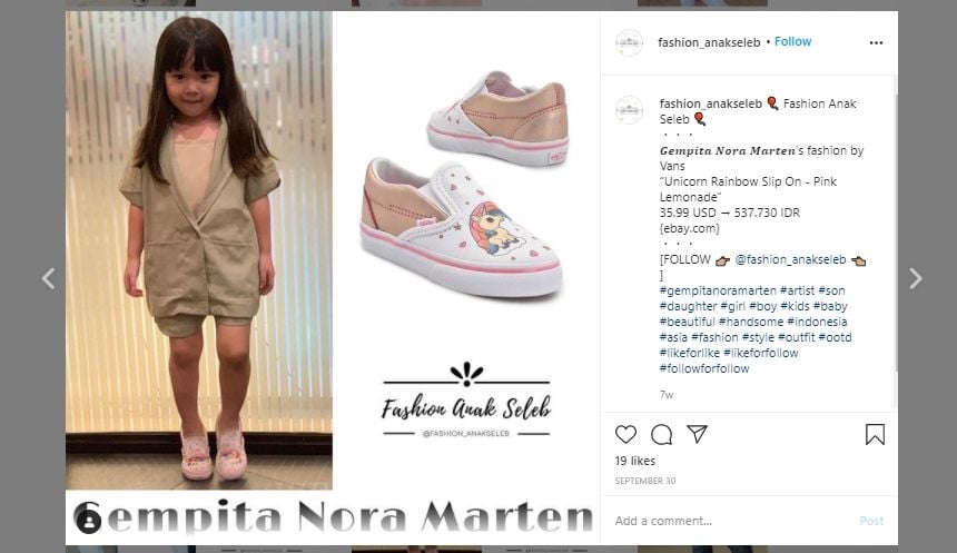 Koleksi sepatu Gempi. (Instagram/@fashion_anakseleb)