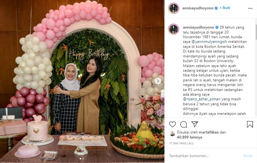 Annisa Yudhoyono Ultah, Singgung Nama Rizal Ramli (Instagram/Annisayudhoyono).