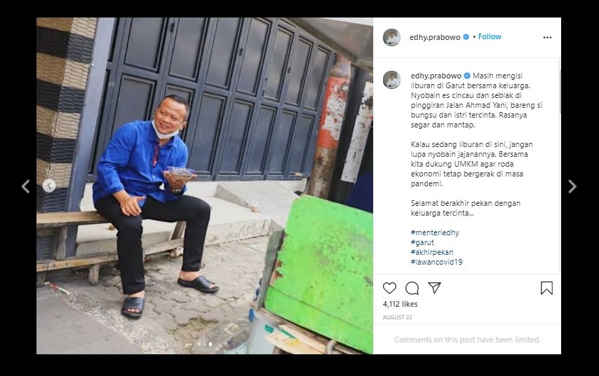 Aslinya Doyan Jajan, Intip 5 Momen Kulineran Menteri Kelautan Edhy Prabowo. (Instagram/@edhy.prabowo)