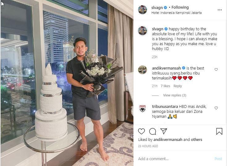 Andik Vermansyah dapat kejutan sang istri, Silva Anggun.