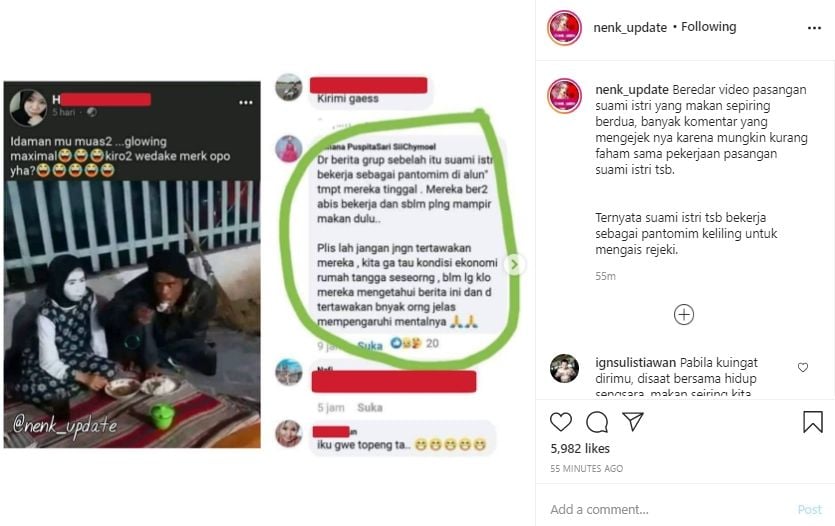 Viral Tampilan Pasutri Bikin Warganet Nyinyir. (Instagram/nenk_update)