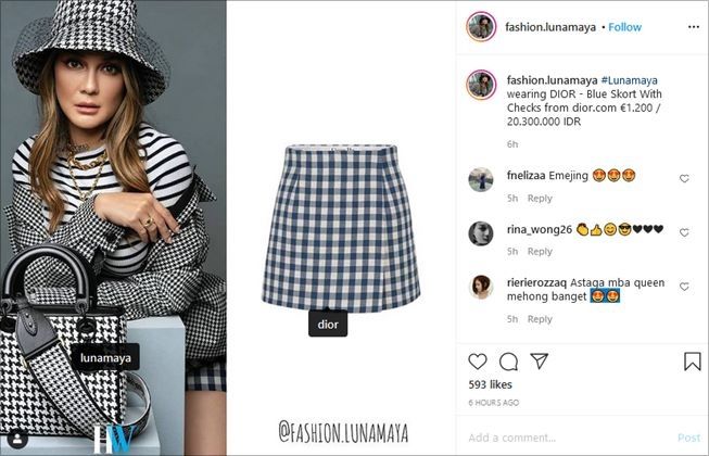 Harga rok mini Luna Maya saat jadi model majalah. (Instagram/@fashion.lunamaya)