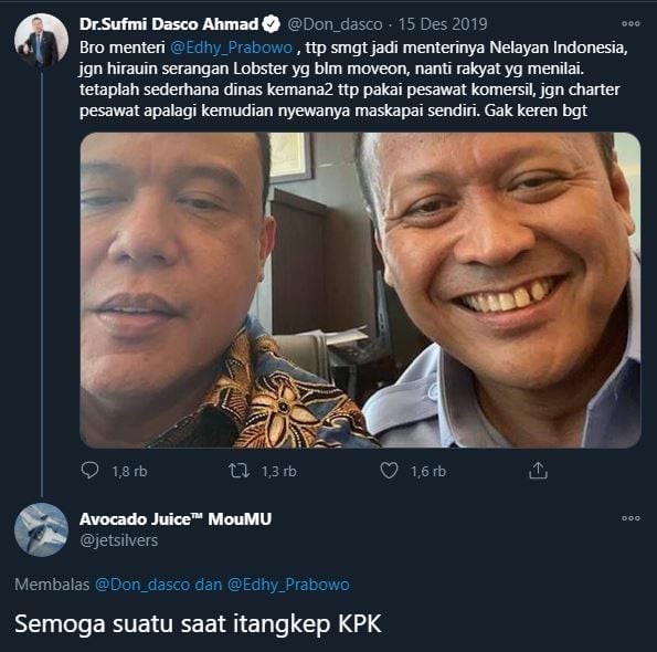 Edhy Prabowo ditangkap KPK. (Twitter/@Don_dasco)