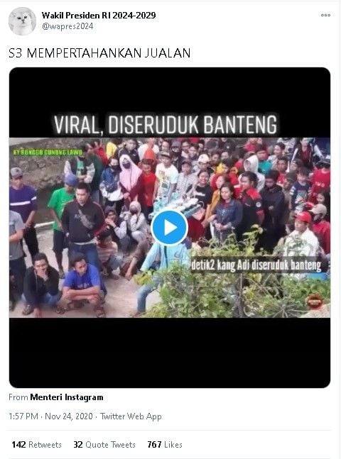 Video viral pedagang diseruduk "banteng" - (Twitter/@wapres2024)