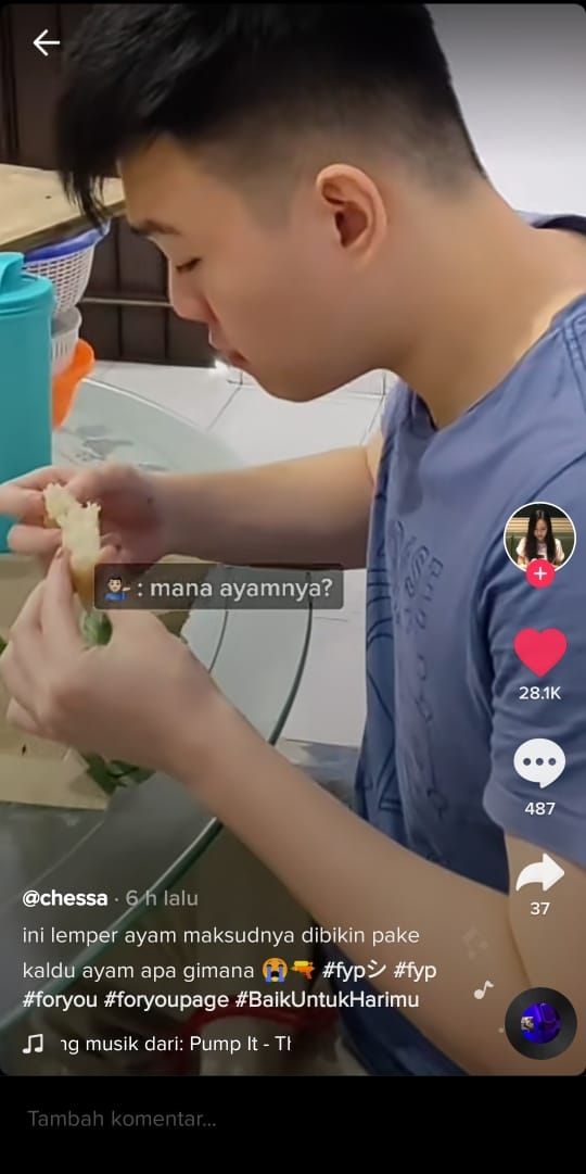 Gadis ini beli lemper ayam tanpa isian ayam (TikTok @chessangelyn)