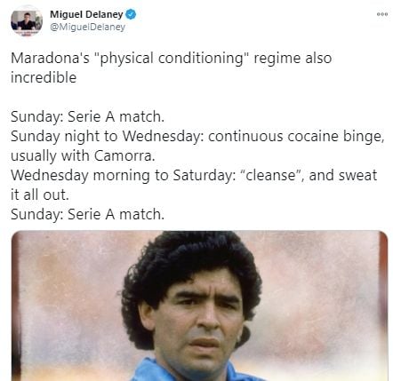 Diego Maradona. (Twitter/@migueldelaney).