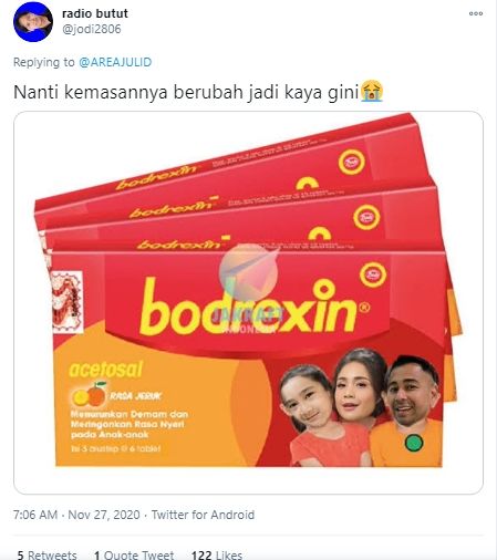 Raffi Ahmad Dibilang Bakal Beli Pabri Bodrex. (Twitter/@jodi2806)