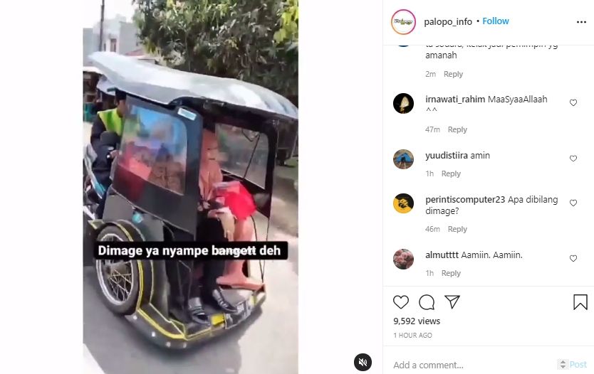 Video wisudawan boncengkan orang tua naik bentor. (Instagram/palopo_info)