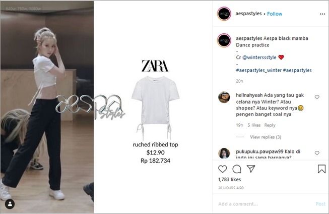 outfit murah member Aespa. (Instagram/@aespastyles)