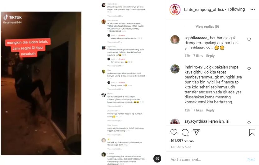 Video aksi deb collector tendang pintu rumah nasabah. (Instagram/susiyanti244)