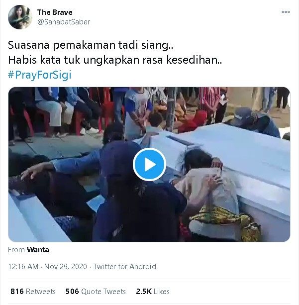 Video pemakaman #PrayForSigi - (Twitter/@SahabatSaber)