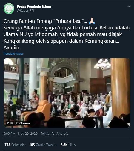 Viral Video Polisi Disoraki karena Diduga Bubarkan Jemaah Syekh Abdul Qadir (Twitter/Kabar_FPI).