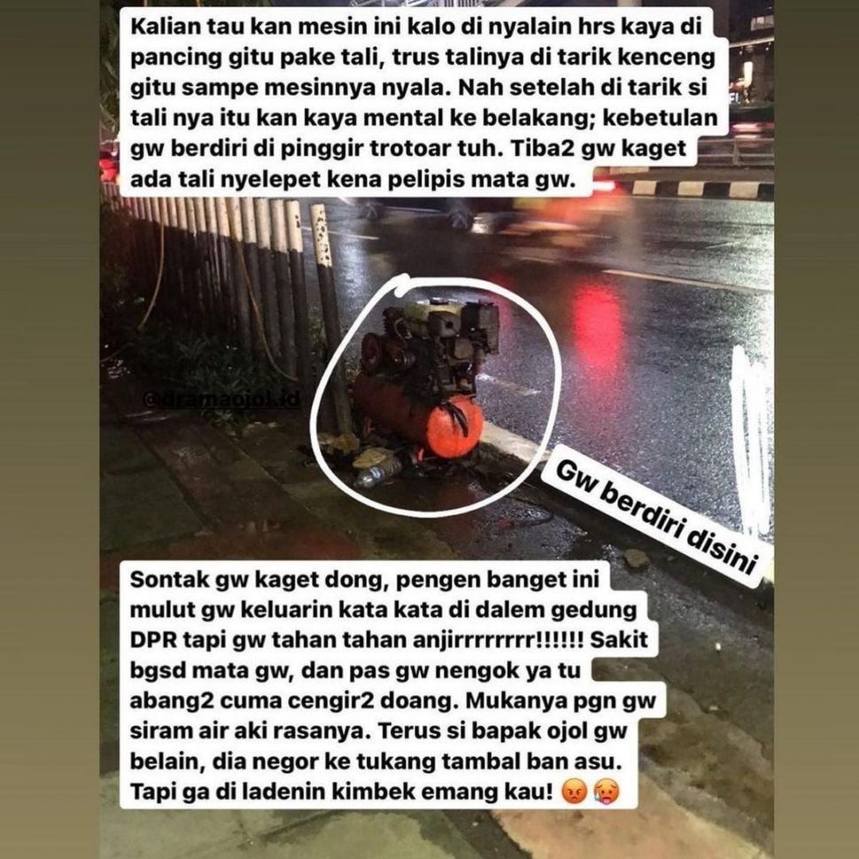 Viral ojol kena permainan nakal tukang tambalban. (Instagram/dramaojol.id)