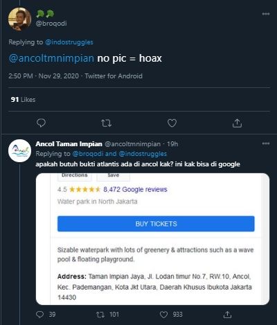 Keberadaan Atlantis Diragukan, Jawaban Admin Twitter Ancol Jadi Sorotan. (Twitter/@indostruggle)