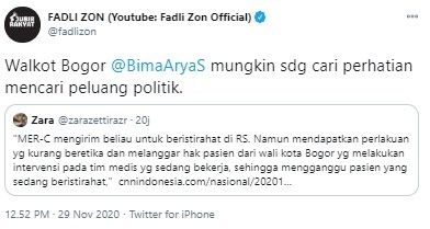 Fadli Zon sindir Bima arya caper (Twitter/fadlizon)