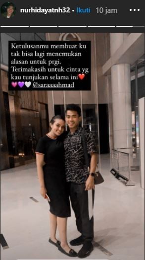 Pesan romantis Nurhidayat Haji Haris untuk kekasihnya Sarah Ahmad Almusaiteer. (Instagram/nurhidayatnh32)