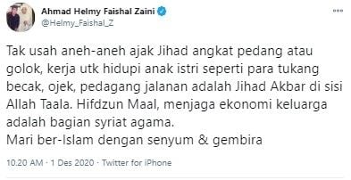 Sekjen PBNU sebut jihad bisa lewat bekerja untuk anak istri (Twitter/helmy_faishal_z)