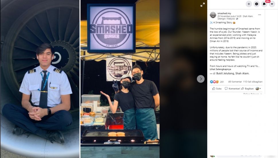 Diberhentikan dari Tempat Bekerja, Pilot Tampan Banting Setir Jualan Burger. (Facebook/smashed.my)