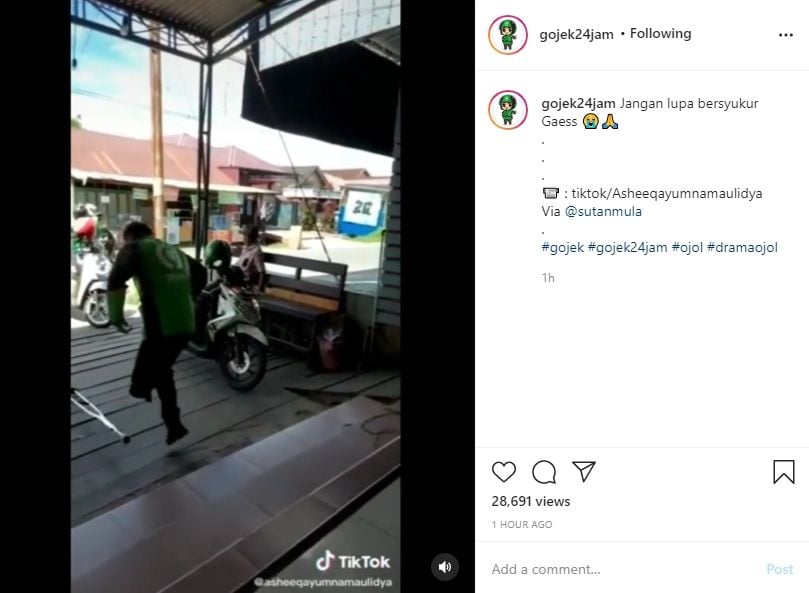 Ojol penyandang disabilitas bikin salut. (Instagram)