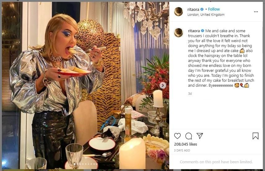 Rita Ora Ketahuan Langgar Lockdown untuk Pesta Ultah (instagram.com/ritaora)