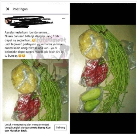 Pamer Belanja Bahan Masakan Cuma Rp15 Ribu. (Dok: Instagram/ ifotainment)