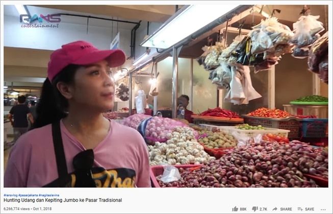 Video lawas Nagita Slavina belanja di pasar tradisional. (YouTube/Rans Entertainment)