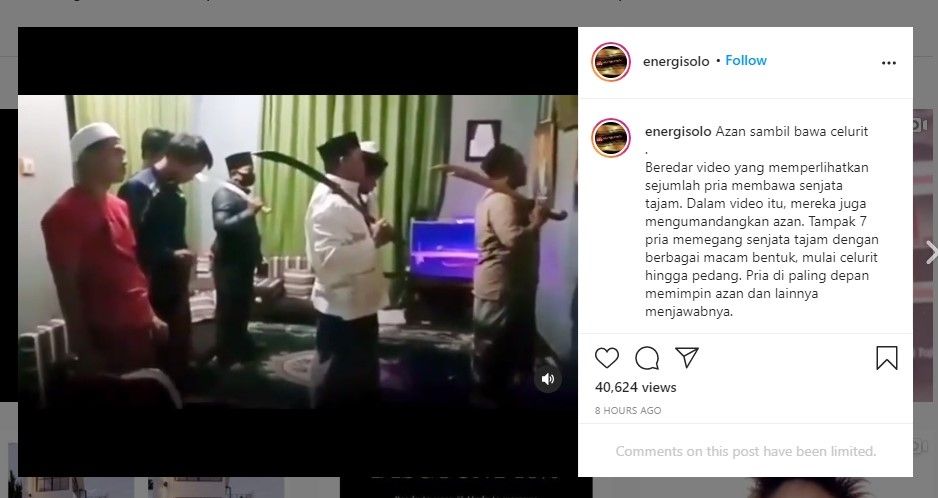 Azan ajak jihad sambil bawa pedang dan celurit (IG/energisolo)