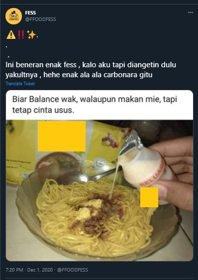 Kuahnya Pakai Minuman Probiotik, Tren Makan Mi Instan Ini Bikin Ngelus Dada. (Twitter/@FFOODFESS)