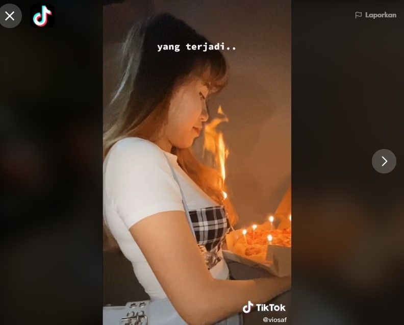 Rambut terbakar saat mau kasih kejutan ultah (tiktok/viosaf)