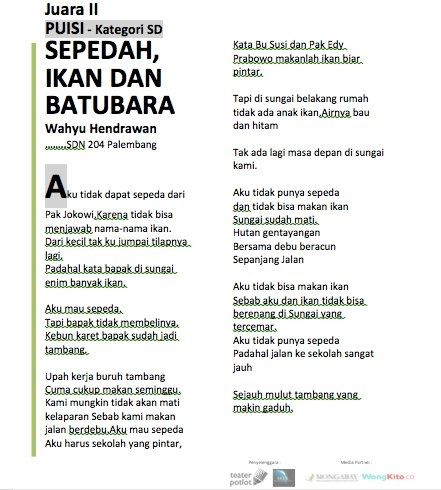 Puisi karya Wahyu bocah SD yang viral (twitter.com/okkymadasari)