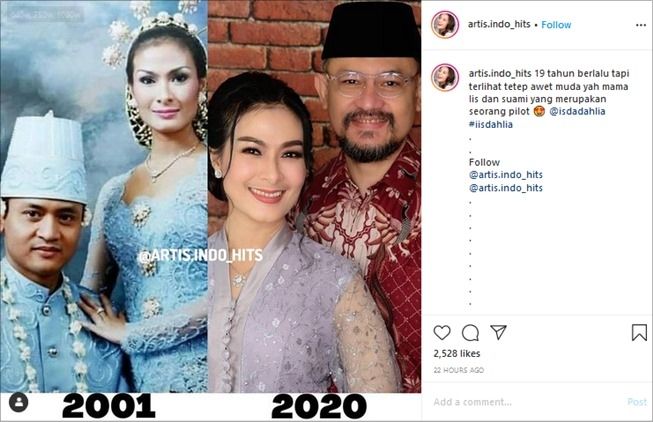 Foto lawas Iis Dahlia dibandingkan dengan potret terbaru. (Instagram/@artis.hits_indo)