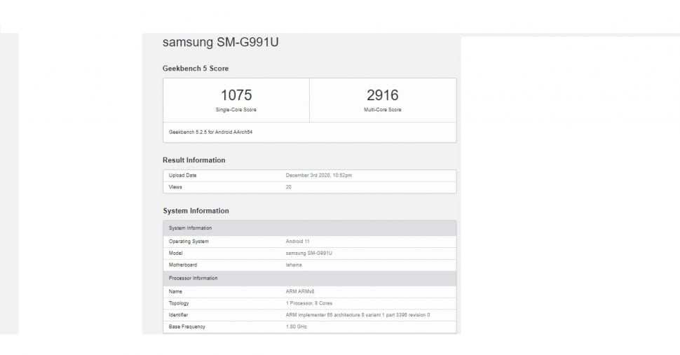 Bocoran Samsung Galaxy S21. [Geekbench]