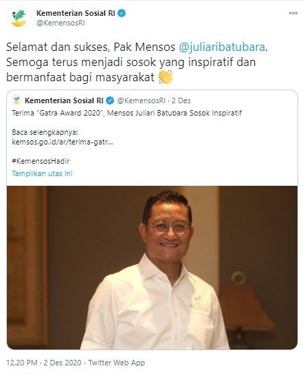 Akun Twitter Kemensos diserbu warganet (Twitter/kemensosri)