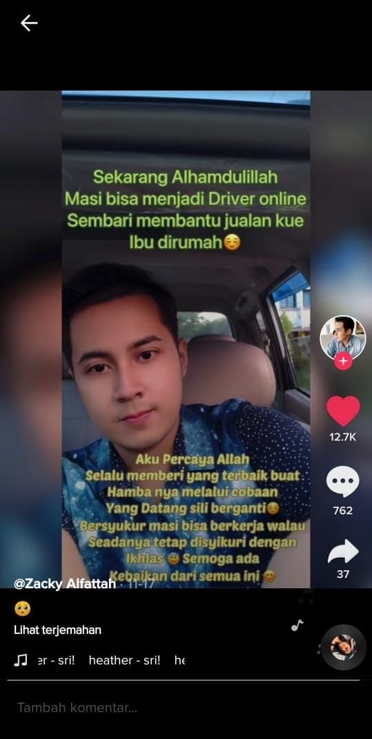 Karyawan di maskapai penerbangan ini banting stir jadi driver online (TikTok @zackyalfattah)