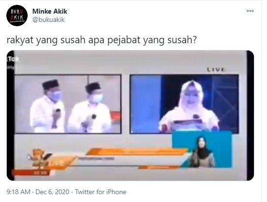 Video debat pilkada paslon sebut pilih rakyat yang lebih susah. (Twitter/bukuakik)