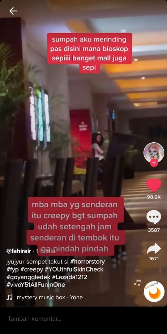 Sempat merinding, ternyata wanita yang bersandar bikin ngakak (TikTok @fahirair)