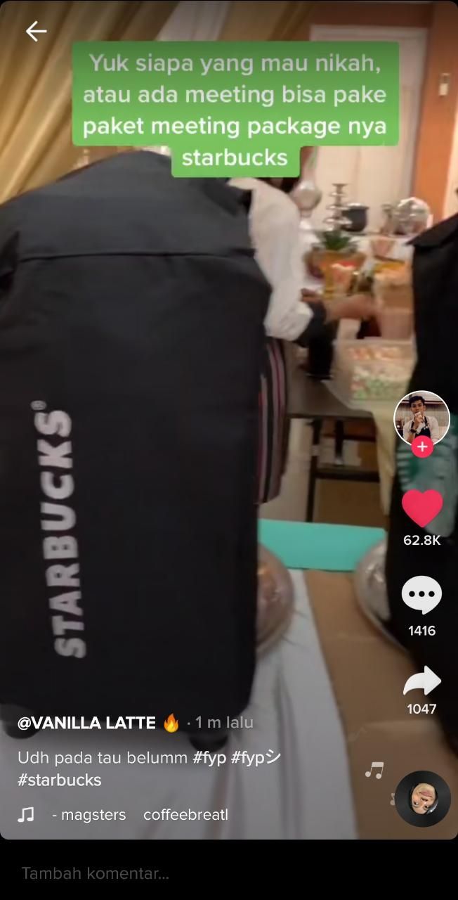 Sewa Starbucks untuk pernikahan (TikTok @decxyyyyy)