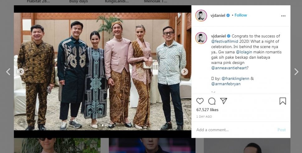 Daniel Mananta dan istrinya, Viola Maria hadiri acara malam anugerah FFI 2020 [Instagram/vjdaniel]