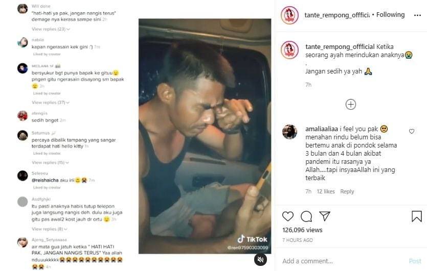 Video percakapan telepon ayah kangen anak. (Instagram/tante_rempong_offficial)