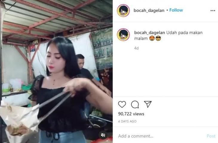 Glowing Mirip Artis! Penjual Pecel Lele Cantik Ini Bikin Pembeli Rela Antri. (Instagram/@bocah_dagelan)