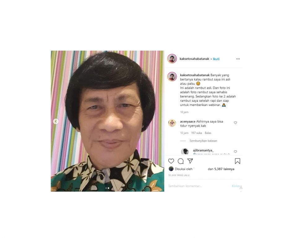 Unggahan foto Kak Seto tentang penampilan rambutnya (instagram.com/kaksetosahabatanak)