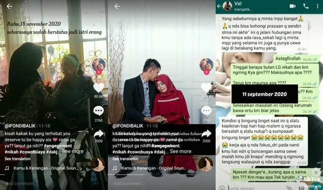 Viral wanita gagal menikah karena calon suami selingkung. (TikTok/@ifondibalik)