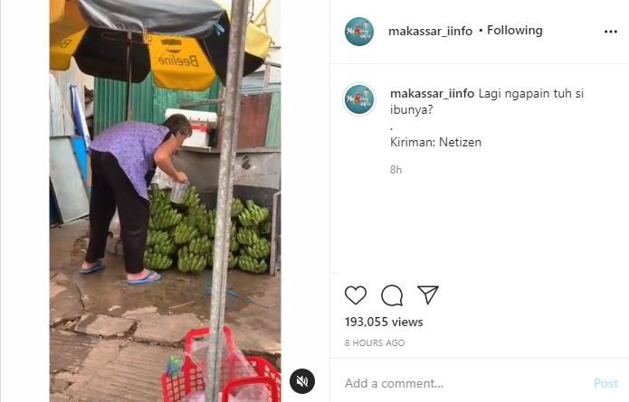 Lakukan Ini Ke Dagangan, Aksi Penjual Pisang Bikin Warganet Tersentak. (Instagram/@makassar_iinfo)