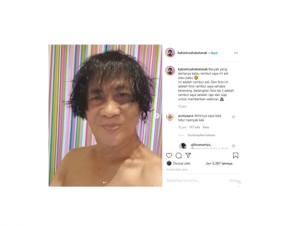 Unggahan foto Kak Seto tentang penampilan rambutnya (instagram.com/kaksetosahabatanak)