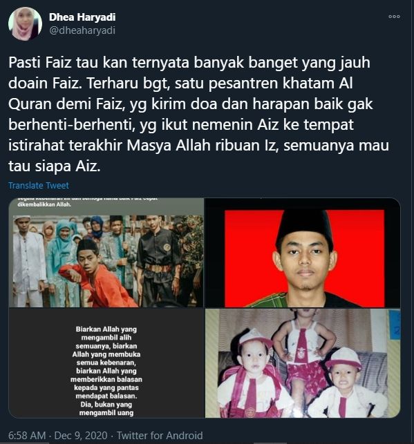 Sosok Faiz Ahmad Syukur FPI yang tewas ditembak Polisi (Twitter).