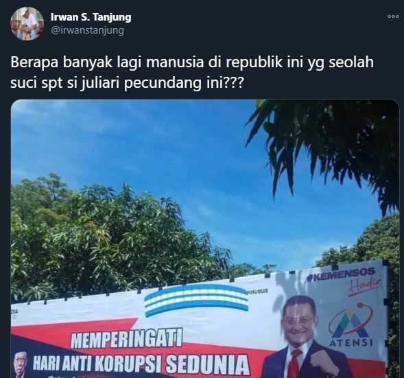 Juliari Batubara korupsi. (Twitter/@irwanstanjung)